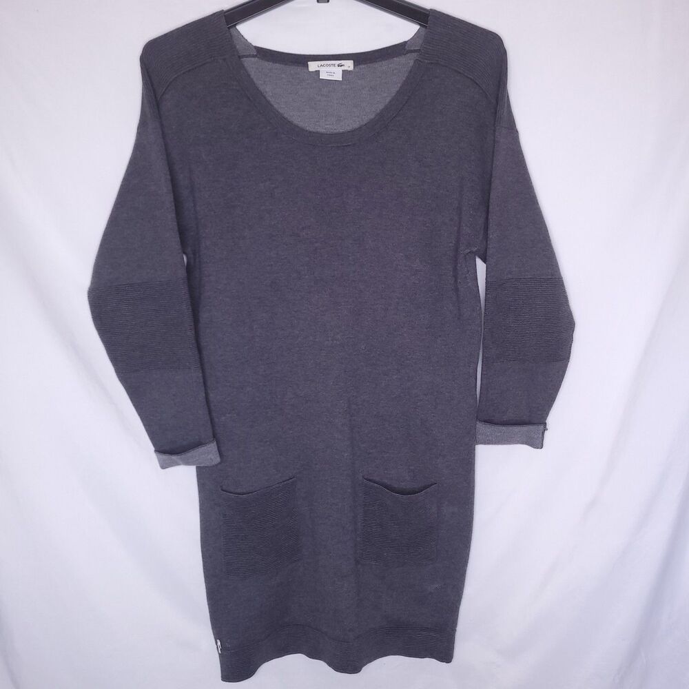 Lacoste Sweater Dress 36 Small Gray Tunic